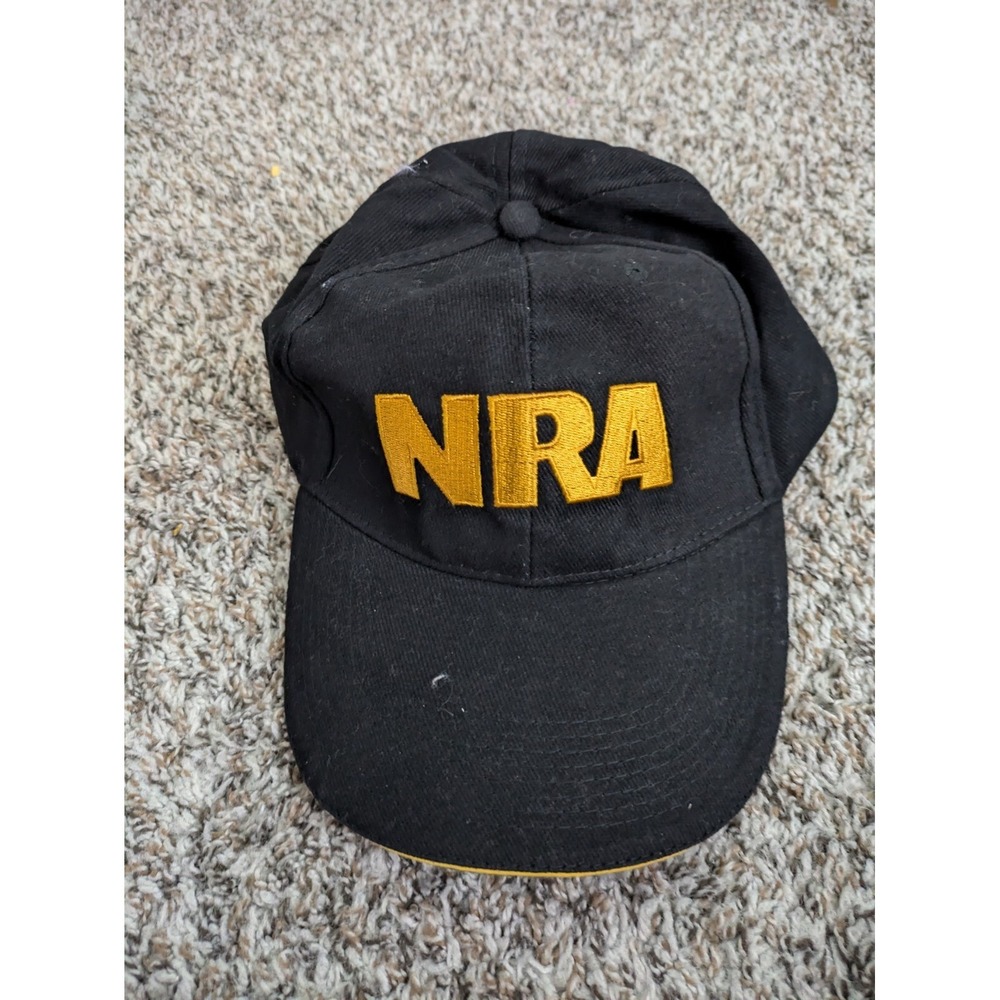 NRA Black Strap back Logo Hat Gold Logos‎